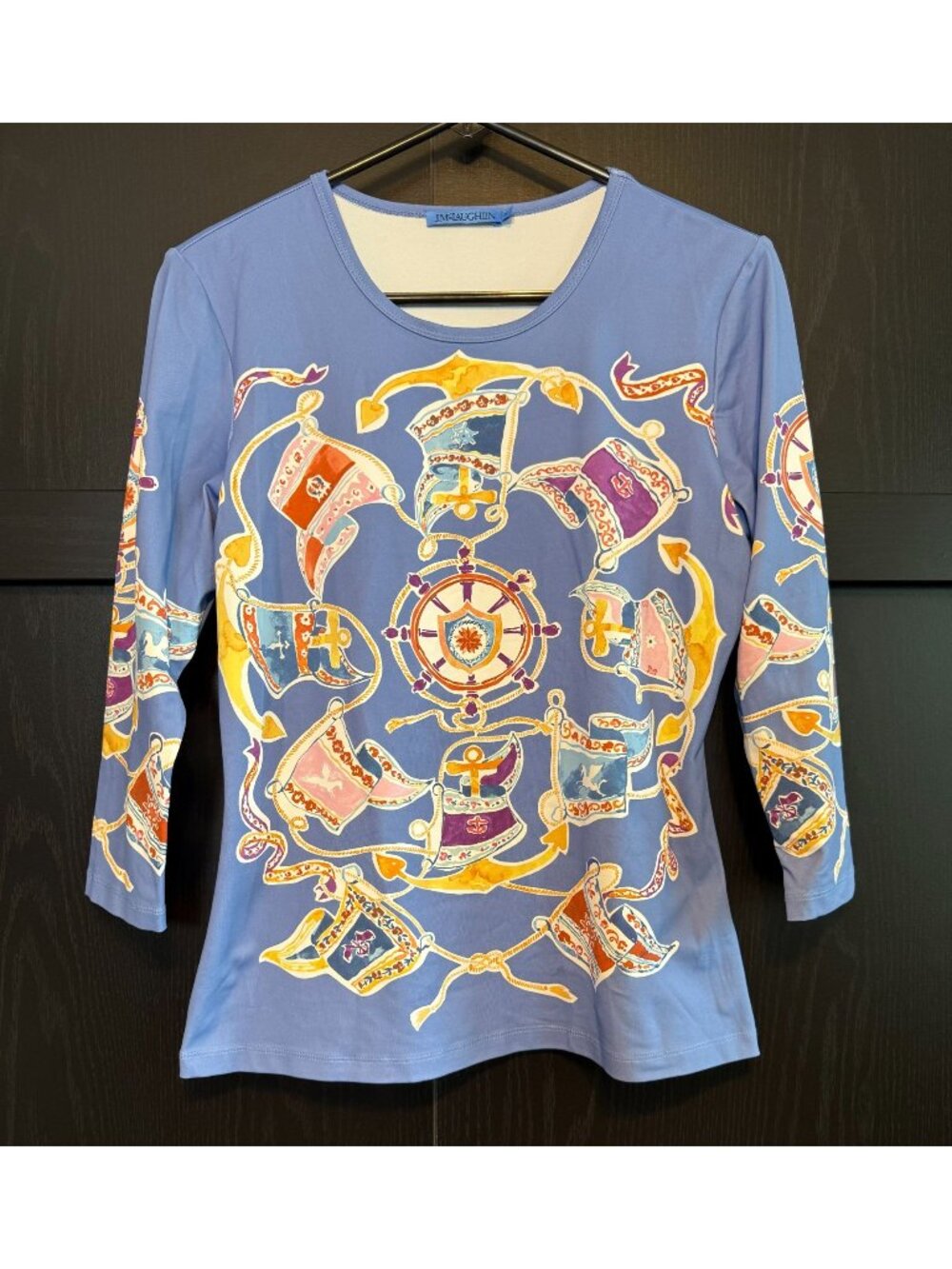 J. McLaughlin Signature Nautical Catalina Cloth Blouse Medium 3/4 Sleeve Coastal
